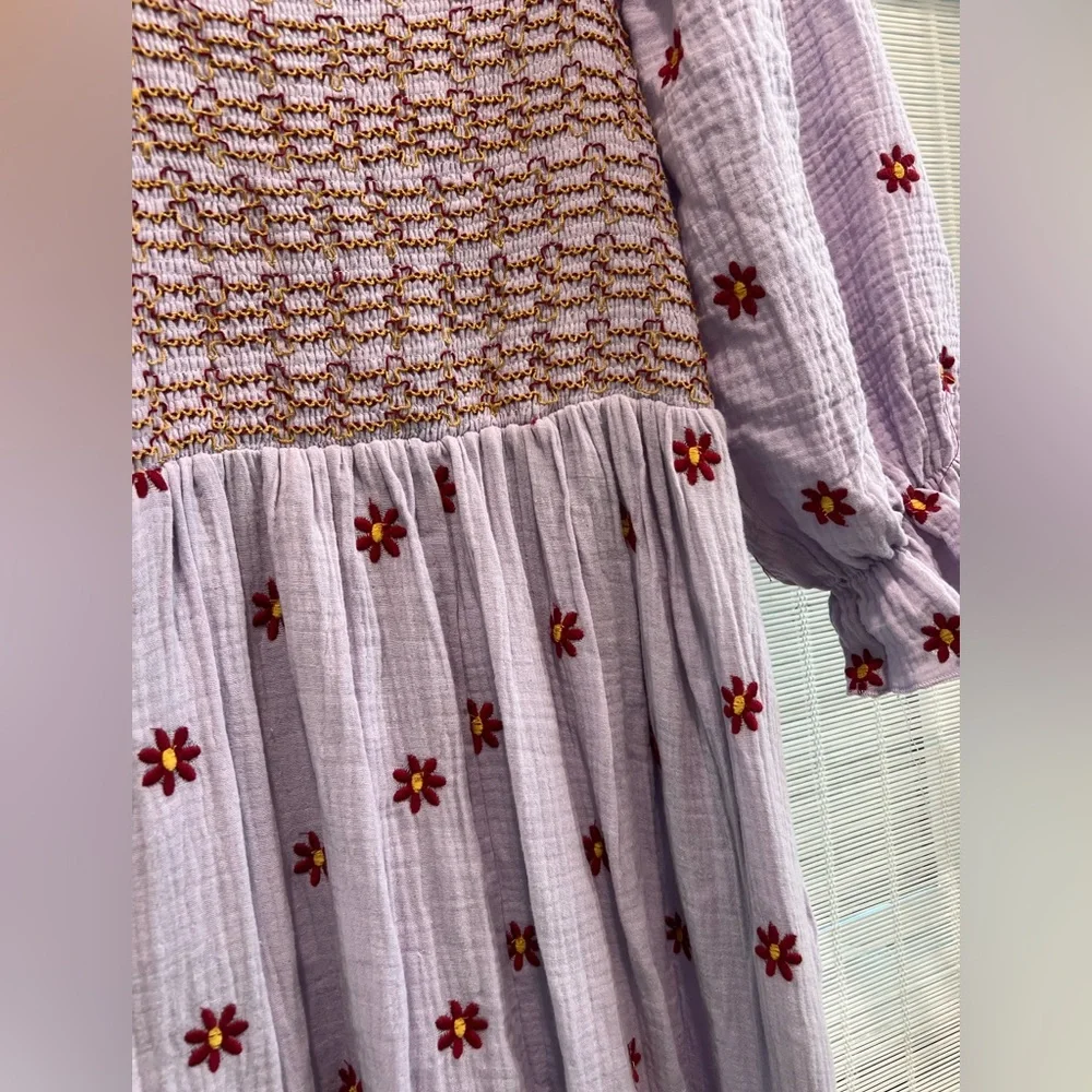 Floral Smocked Maxi Dress - Purple - Picture 3 of 3